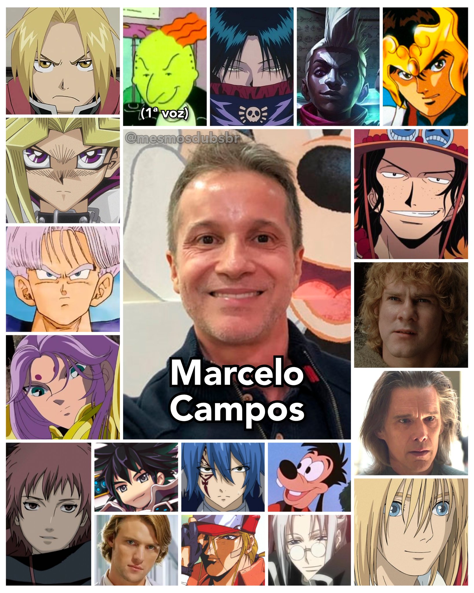 Personagens Com os Mesmos Dubladores! on X: - Marcelo Campos, dublador do  Ed Elric de Fullmetal Alchemist, Yugi de Yu-Gi-Oh!, e Trunks do Futuro de  Dragon Ball!  / X