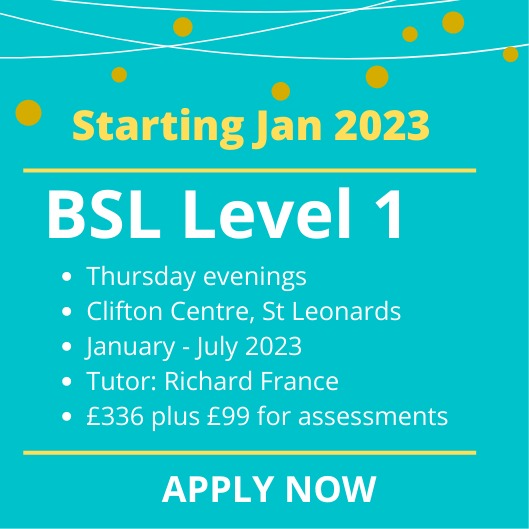 Happy New Year. 
A fresh start to 2023, ready to learn a new language? 
See flyer here and contact us on info@wealdbsl.co.uk or message us.
Please feel free to share #BSL #Hastings #StLeonards #signlanguage @MarcelIzakH