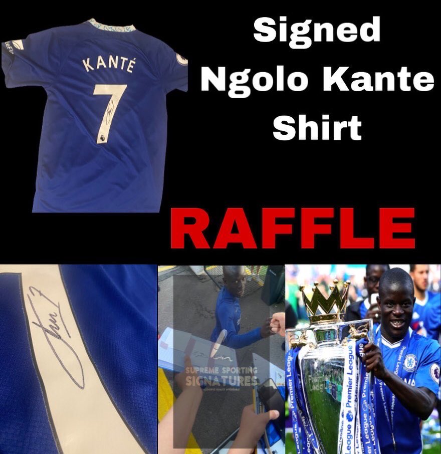 SS_Signatures's tweet photo. Raffle taking place over on my Instagram. Signed Ngolo Kante shirt. 25 tickets at £10 each. https://t.co/ehTjmKISHK