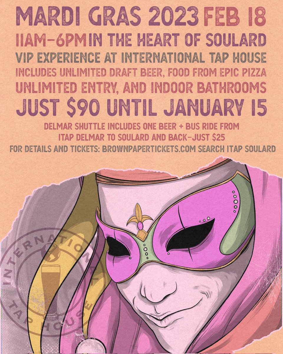 It's that time again St Louis! Get your VIP tickets today here:
m.bpt.me/event/5667942

Don't wait, don't hesitate, because tickets go fast at the early bird rate! 

#mardigras #soulard #soulardmardigras #vip