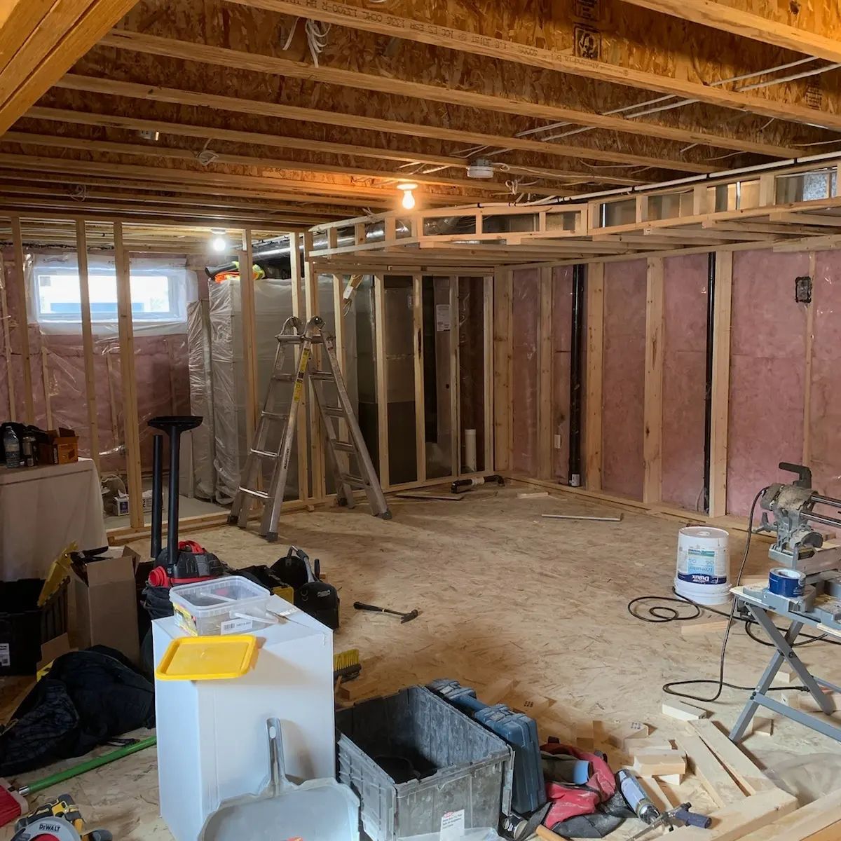 Every home with a basement needs a quality subfloor. Why?

• It helps prevent moisture
• It makes finished floors up to 19F° warmer
• It reduces strain from walking on hard concrete

Tackle the first step with DRICORE at bit.ly/3mLKaK2.

Photos by HRT Construction