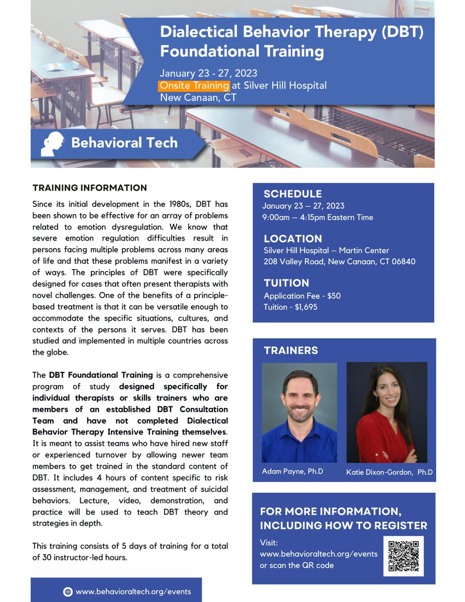 #SilverHillHospital is excited to be hosting an onsite training the week of January 23-27th focusing on DBT foundational training and will give professionals who have not gone through training experience that can help strengthen their career and team. bit.ly/3CngTxE