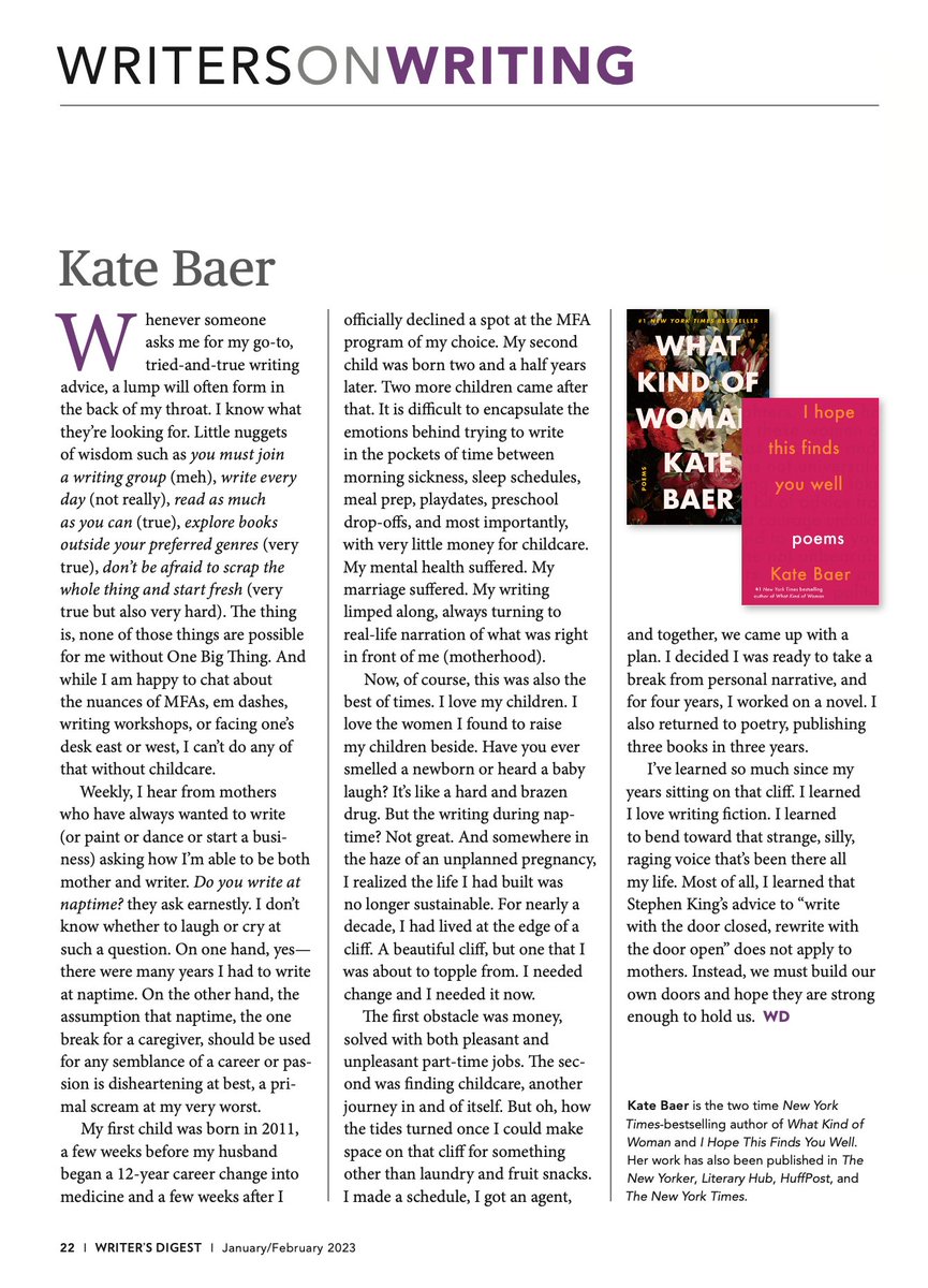 KateJBaer's tweet photo. On writing during nap-time for Writer's Digest. https://t.co/rglyeseAvm