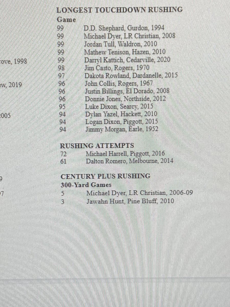 max_washausen's tweet photo. Darryl Kattich is in the AAA Record Book for 100 yard games, 200 yard games and 99 yard TD https://t.co/Rv6ADd3Bue