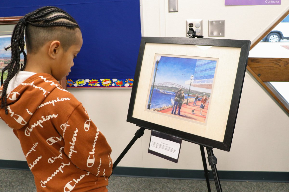dbqschools's tweet photo. Audubon Elementary students took a walk through history during a district-wide Dubuque Day celebration in recognition of Julien Dubuque's birthday. Students were able to experience an in-house art exhibit as a way to see our community's beauty through an artist's perspective. https://t.co/j2yiOTSUYN