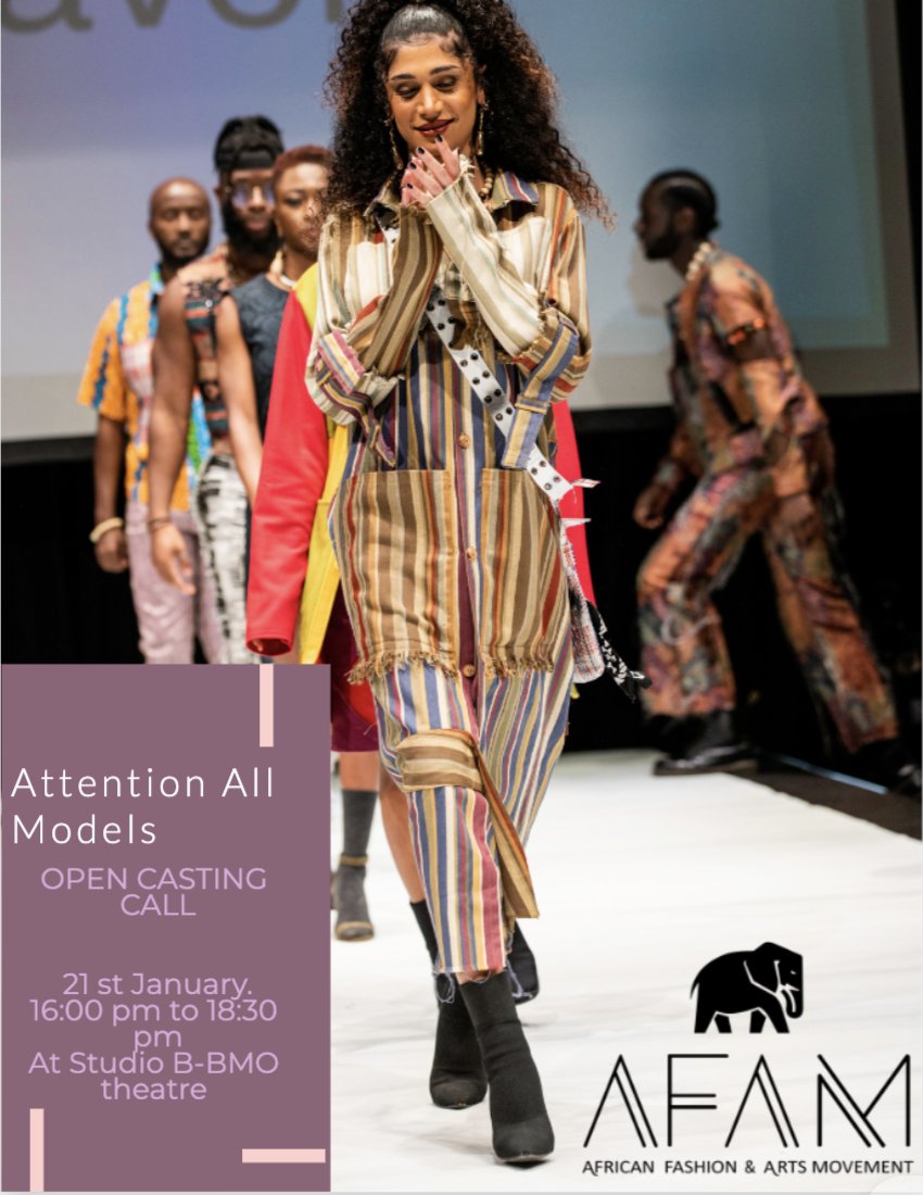 AfamVancouver's tweet photo. Model casting alert! Join us on January 21st at the BMO Theatre. Details below. #AFWV #AFAM2023 #ModelCasting #Vancouver #VancouverFashion https://t.co/CP9arXr6dg