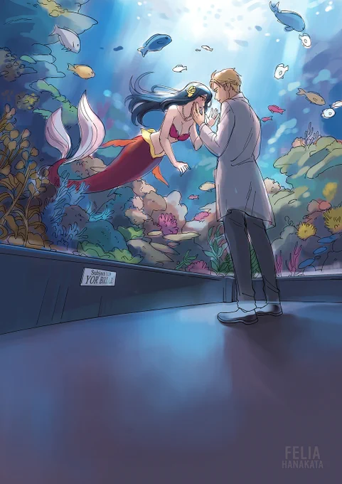 twiyor mermaid au process (2/2)adjusted color rough > flats > finished art 