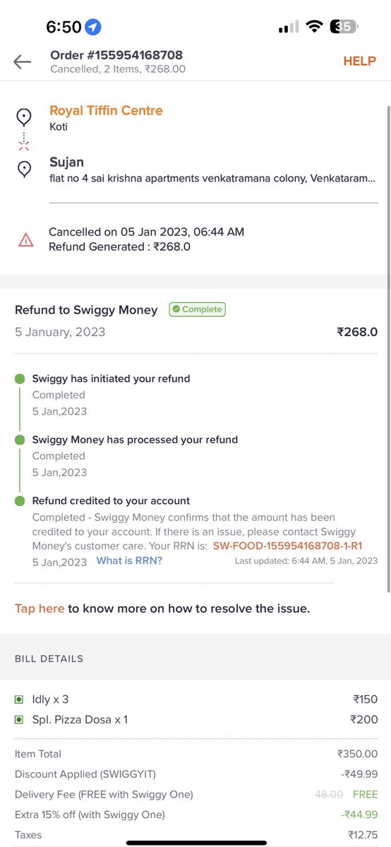 sumanvinay15's tweet photo. @Swiggy @SwiggyCares @SwiggyDEHyd   Firstly stop fooling people with you’re under rated A.I when a person is ordering something by seeing the E.T.D don’t fool them by showing fake delivery times and placing another order in between this happened many times but no response or soln https://t.co/vpm5Z4TfAl