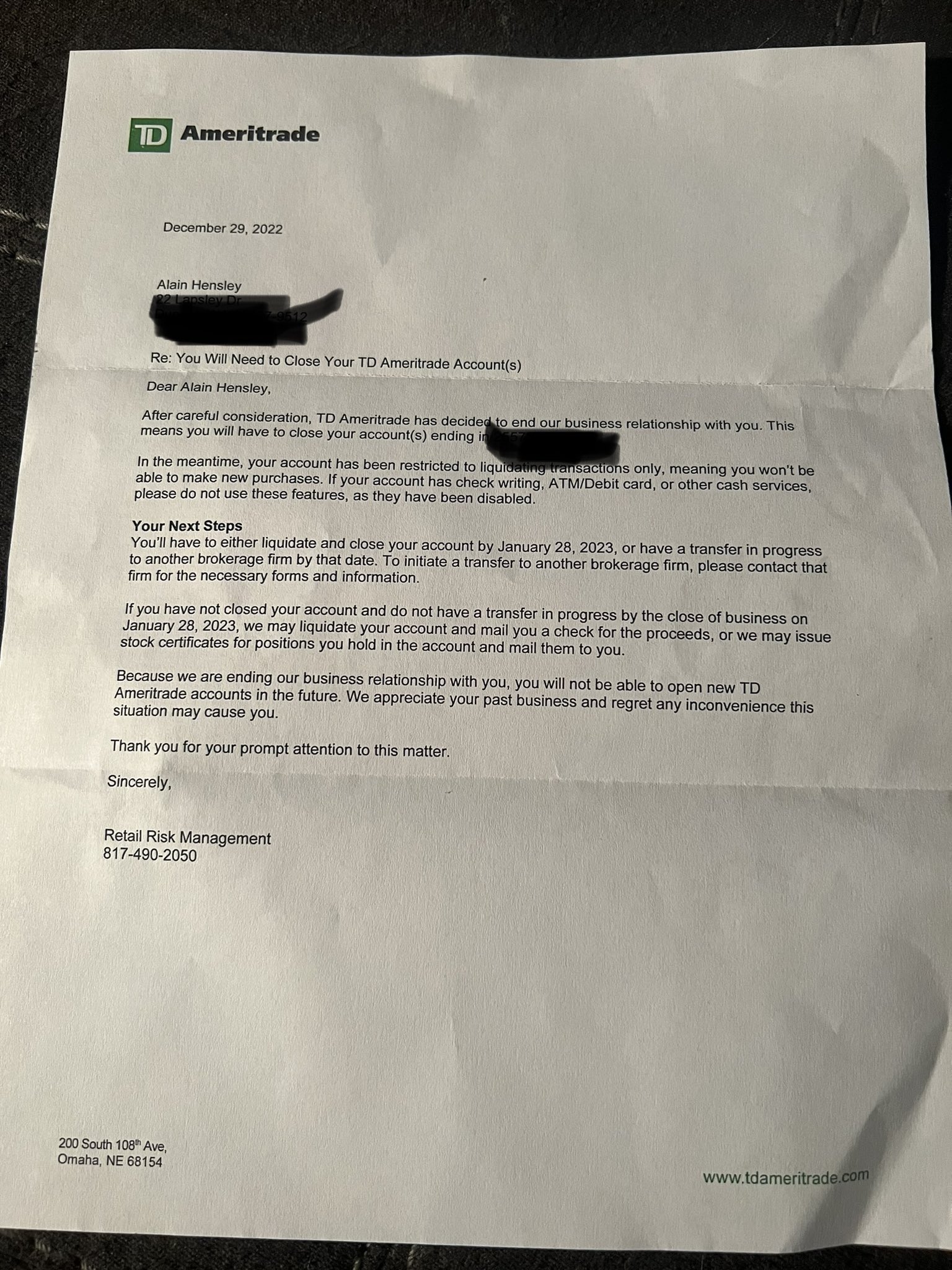 Td ameritrade 2024 debit card