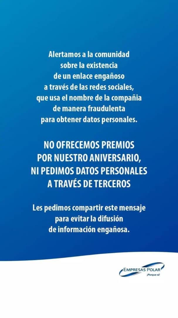 EmpresasPolar's tweet photo. Comunicado. https://t.co/femSLyGCv0