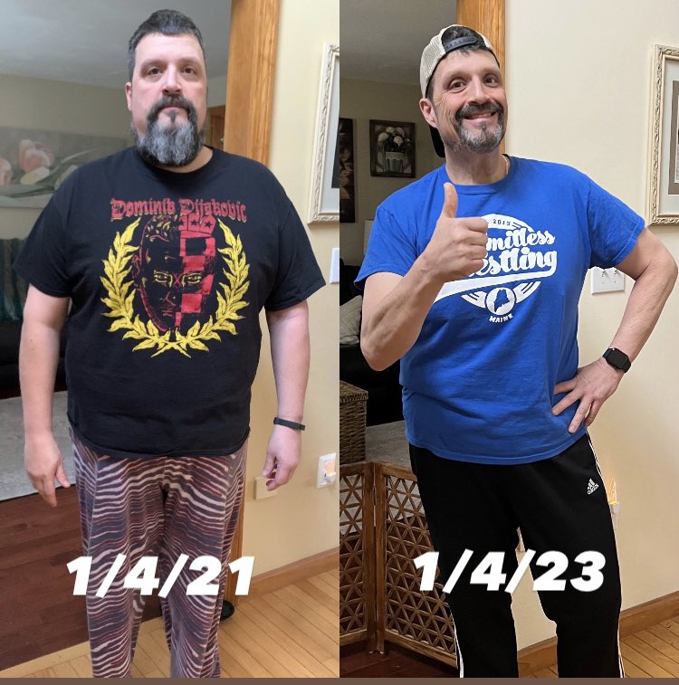 RichPalladino's tweet photo. Today marks the 2-year anniversary of my weight loss journey.  

Two years of determination to better myself, making better food choices, exercising daily and essentially changing my entire life.

Here’s to 2023 and making sure the guy on the left never, ever appears again. ❤️💪🏼 https://t.co/l8iqThQaiZ