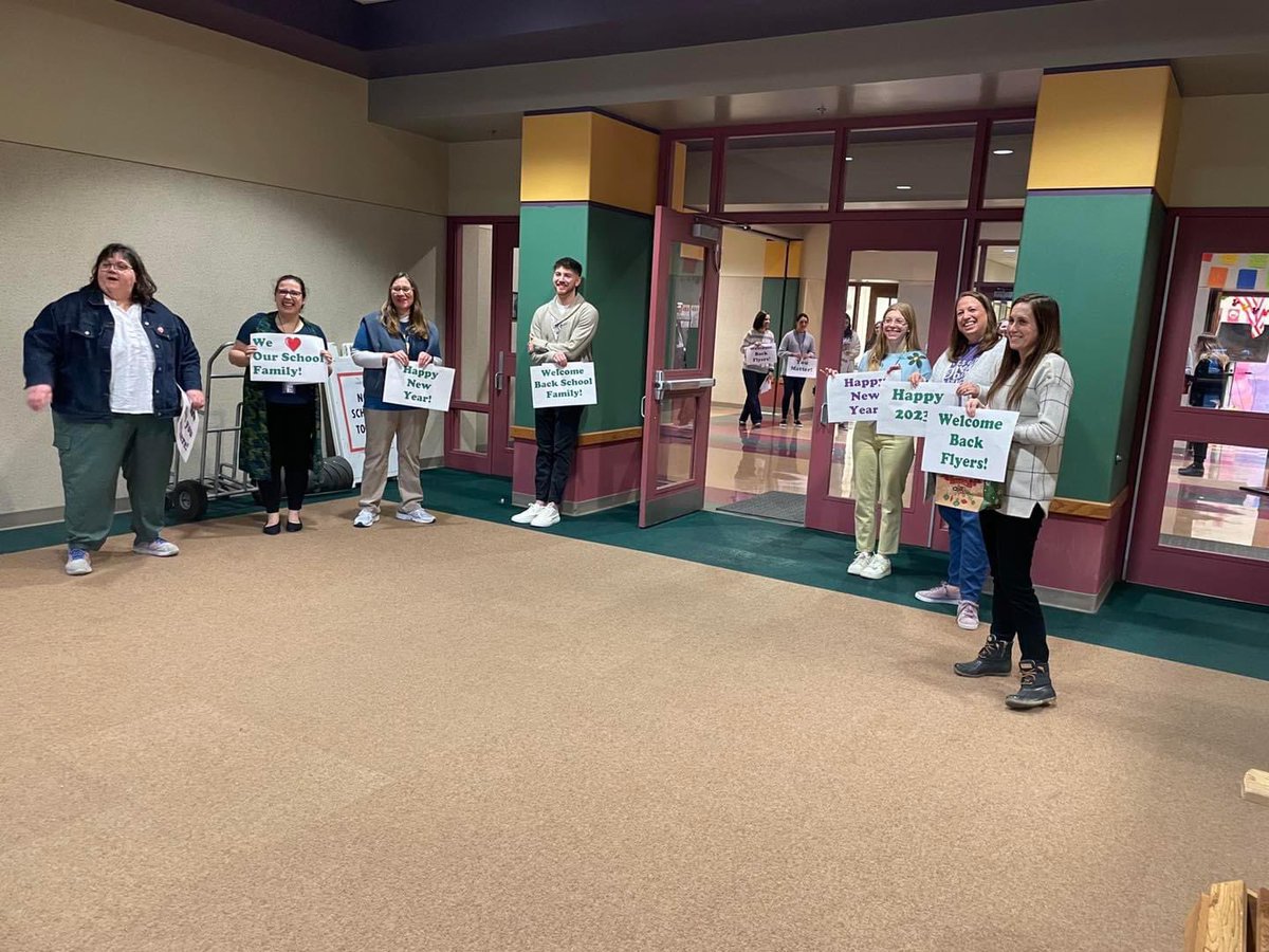 LSC_AEN's tweet photo. @earhartschool greeted students at the door this AM with signs and smiles! What a way to connect and kick-off the new semester in a positive and energetic way. #LSC_AEN #CDinLSC #leadbypractice #connectionscount #iheartcd @ConsciousD @LSClafayette https://t.co/YmuPGx6YYp
