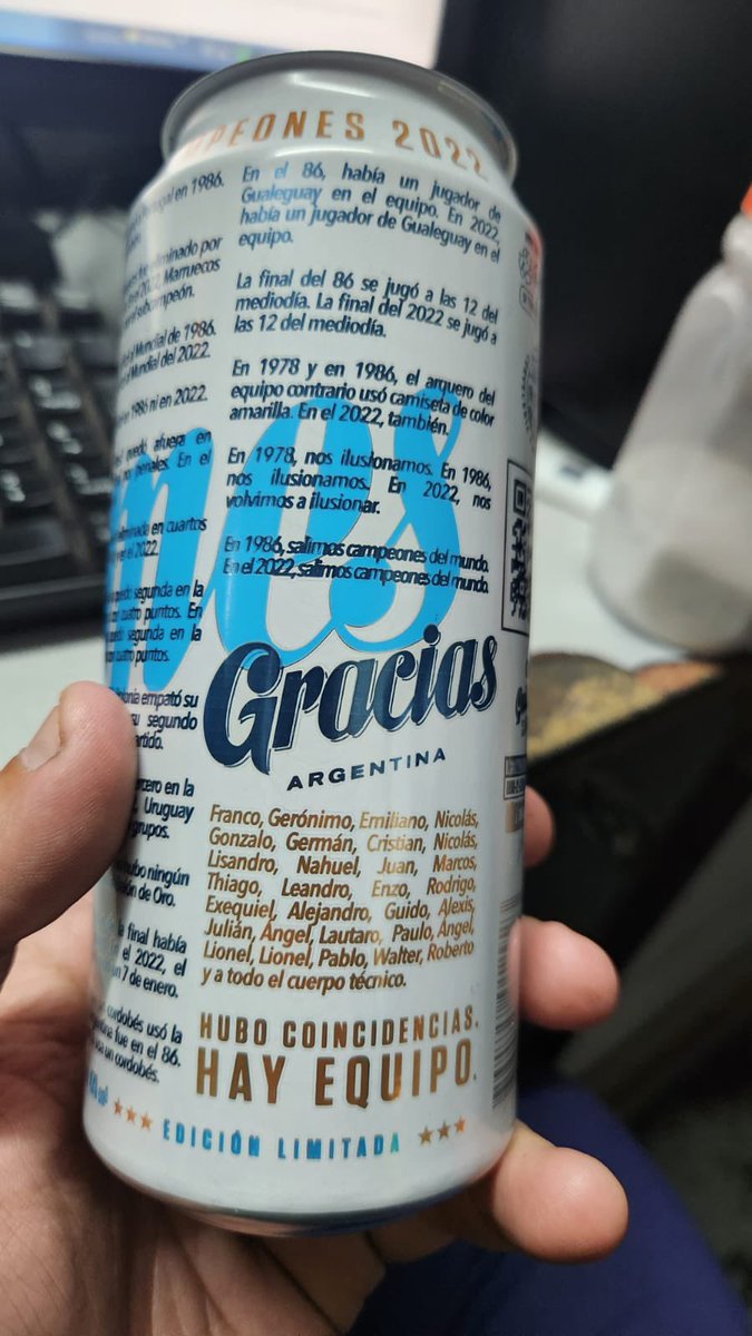 Salió una lata de quilmes escrita con las coincencias de los mundiales y me parece excelente, muy buen marketing