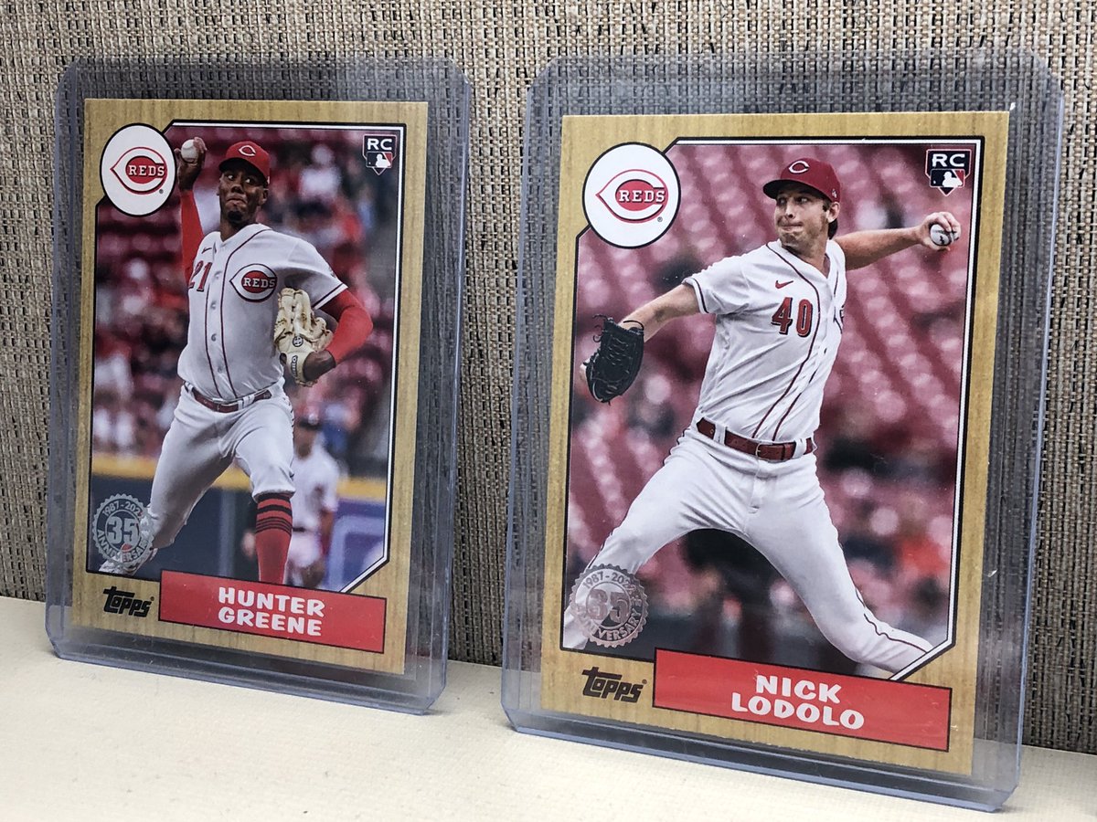 doctor_linux's tweet photo. 2022 @Topps Update series base ‘87 adds @HunterGreene17 and @nicklodolo to finish out the year. @Reds 87 collection complete! https://t.co/IQqUyujPsq