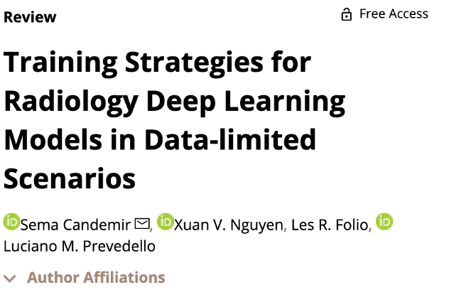 T1 Second paper that shared the #2 spot was Training strategies for Radiology Deep Learning Models in Data-limited scenarios by Candemir et al. @OSURadiology #RadAIChat
pubs.rsna.org/doi/10.1148/ry…