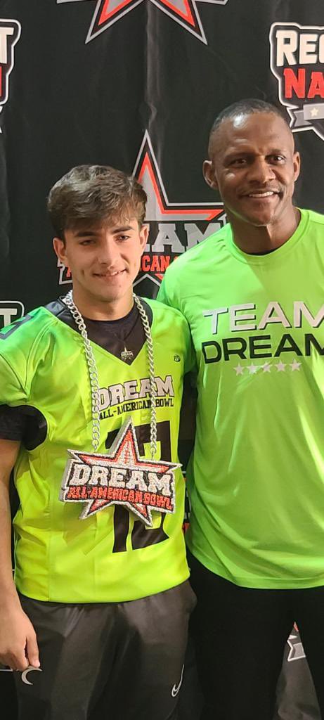 Just arrived in Arlington for the @dreambowlgame in the AT&amp;T Stadium!! Can’t wait to play for Coach Horn on Saturday and show out!!
<a href="/Coach_Messer/">Coach Messer</a> <a href="/ocpantherfb/">OC Panther Football</a> <a href="/CoachJoeAustin/">Coach Joe Austin</a> <a href="/NISDOConnorHS/">O'Connor High School</a>