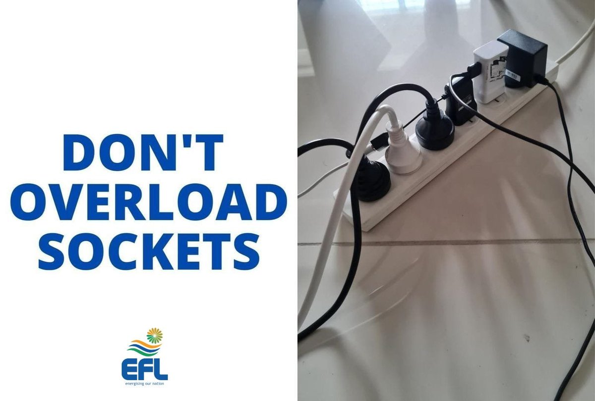 We all have power boards in our homes to increase the number of appliances that we can plug into a wall socket. Never overload it by plugging in appliances that will exceed the maximum current rating. This could cause a fire. #EnergyFijiLimited #Fiji #ElectricalSafety