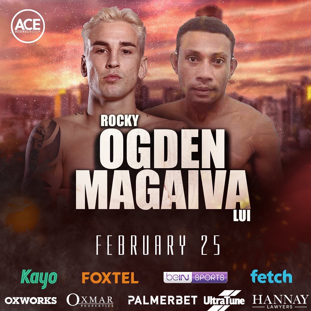 AceBoxingGroup's tweet image. King Rocky returns against undefeated and former comm games rep Lui Magaiva. The two weight Aus champ will look to go 4-0 when he returns on Feb 25!

Prospect Lachlan Nantes returns against veteran Brent Moore in another big addition to Feb 25 🔥

#boxing