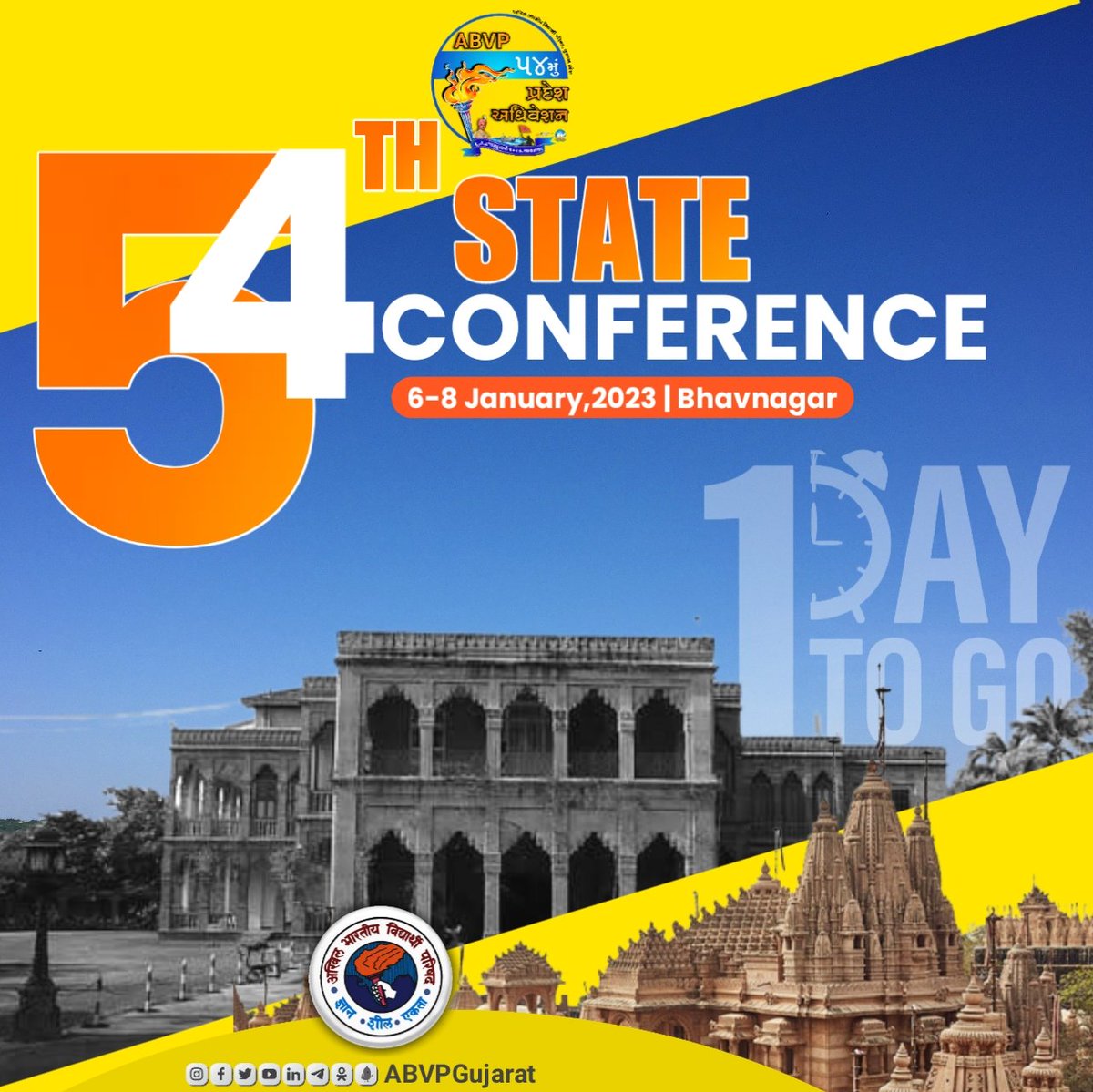 ABVPGujarat's tweet photo. The Wait is about get Over !
It's just 1 Day To Go for #54thABVPGujConf 

#ABVPGujarat https://t.co/lq7NuSumpe