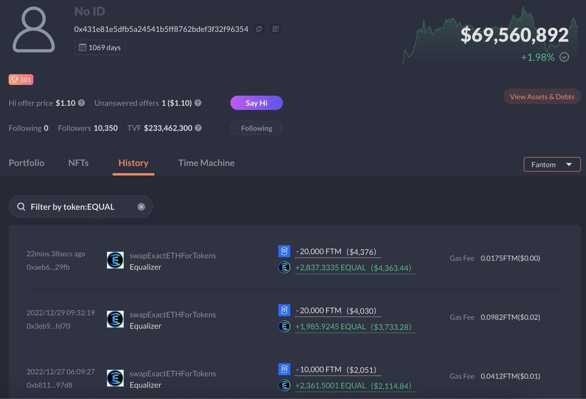 0x_az's tweet photo. - I see a new message from @FantomFDN wallet (4), bought more @Equalizer0x , If this doesn't say that $EQUAL is a serious contending DEX for $FTM .
- The depressed people have left , I hope next time great things will come .

https://t.co/9i9N3SMf8a https://t.co/by7YEHbRyf