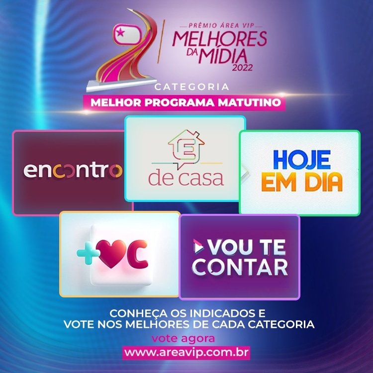 areavip's tweet photo. Prêmio Área VIP - Melhor Programa Matutino - Vote: ⭐️https://t.co/zY5XNi7MJj ⭐️
#PrêmioÁreaVIP #AreaVIP #siteareavip #famosos #televisao #premiação #trofeuareavip #melhoresdamidia #programamatutino #encontro #edecasa #hojeemdia #maisvocê #voutecontar https://t.co/nOYKmvFEX0