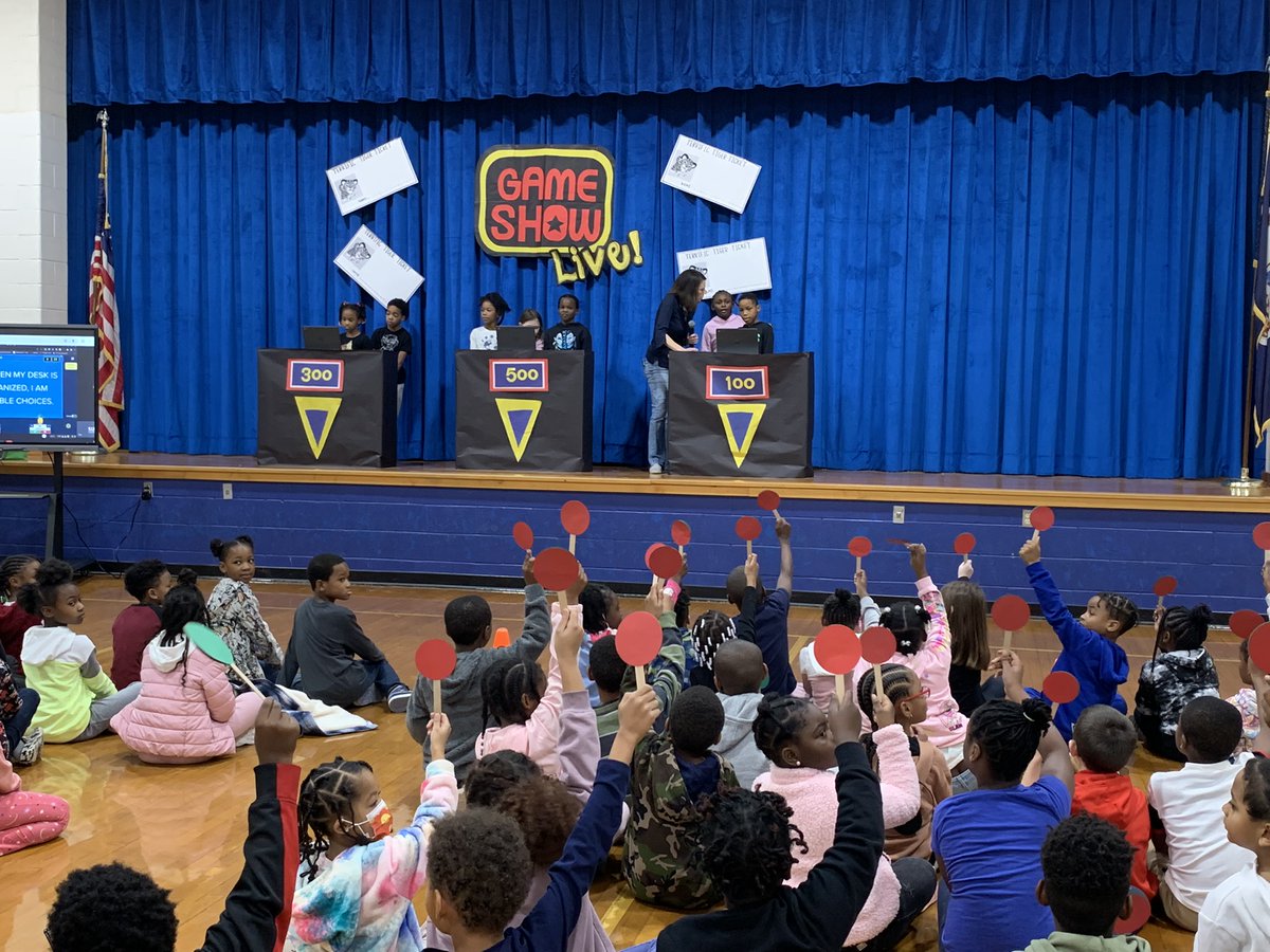 TMEChesapeake's tweet image. Our students had a great time at the TME Game Show Live Assembly today where we reviewed behavior expectations! #FunAssembly #BehaviorExpectations #TigerPride