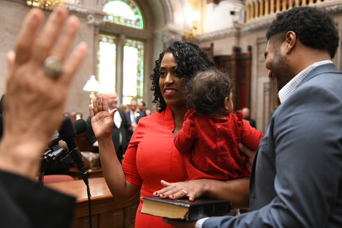 samraforsenate's tweet photo. Today I was sworn in for my second term as State Senator. This time with a one of my cutest and most demanding constituents in my arms. 👶🏾 🥰 I’m more than ready to keep fighting for all our families in the 55th District and across New York. Let’s do this. https://t.co/EHsAp3RECE