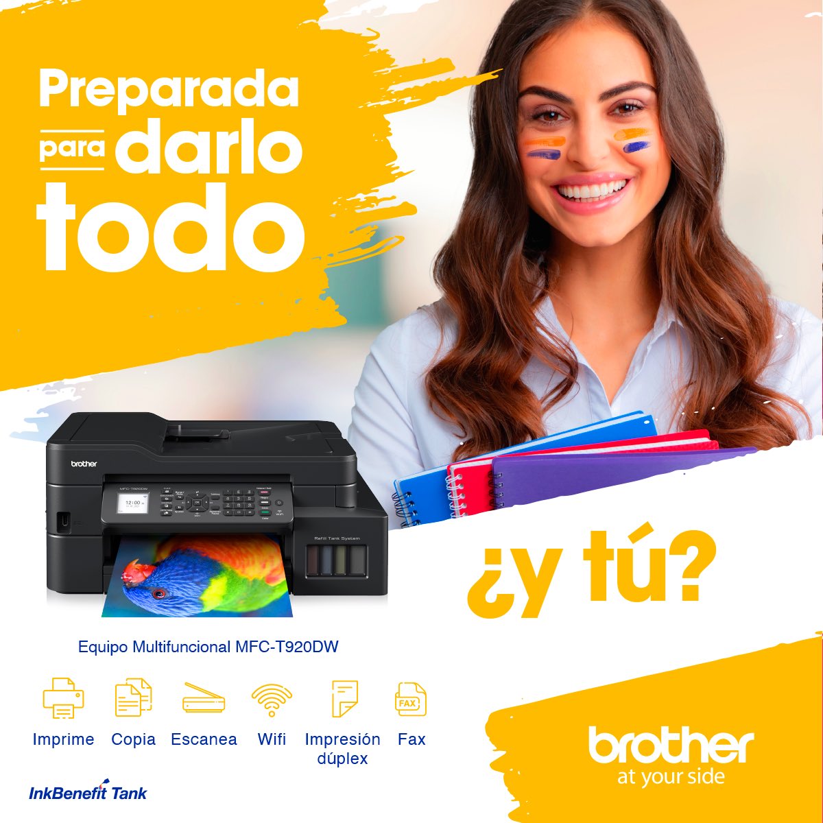 rafenlinea's tweet photo. Quieres obtener un equipo con:

✅ Impresiones a colores vibrantes
✅ Impresión económica
✅ Opciones de conectividad y tintas de ultra alto rendimiento 
✅ Nuevo sistema recarga de manos libres.

Tu opción es una impresora Brother Multifuncional T920DW. https://t.co/mZU7jEZhRP
