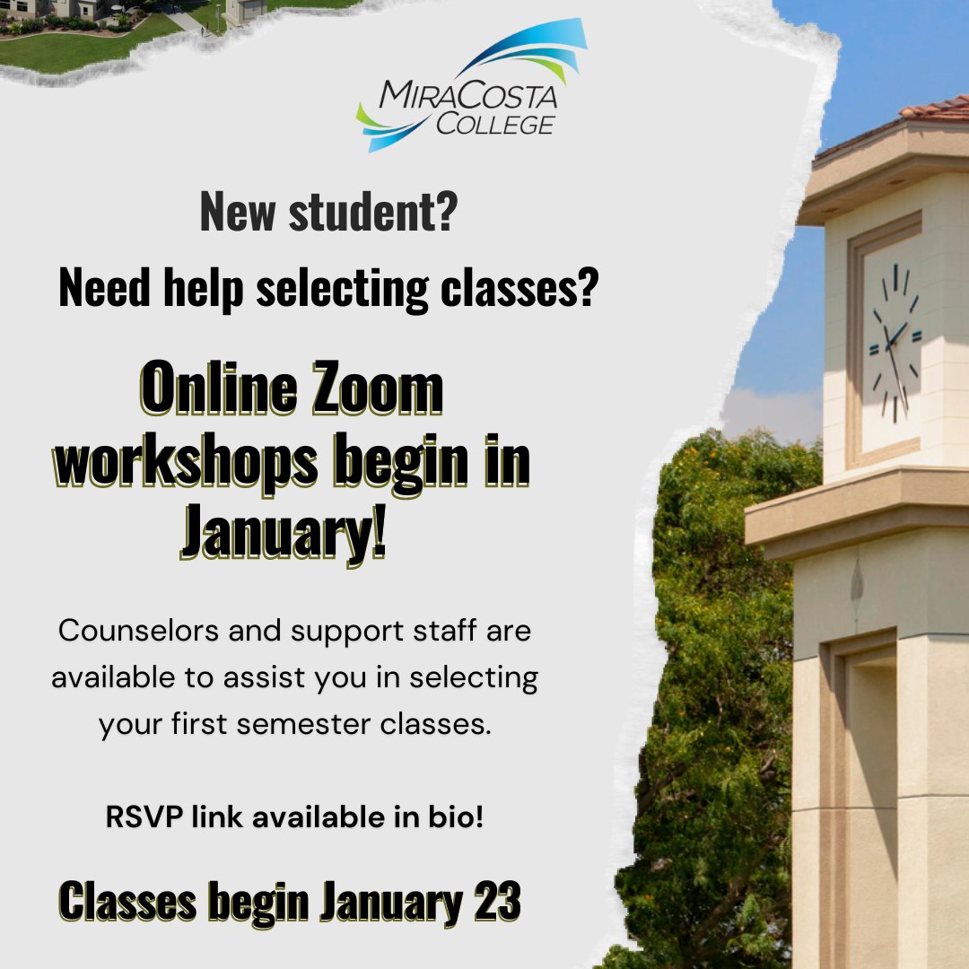 mcccounseling's tweet photo. 🌟 Happy New Year 🌟

Are you a new student interested in selecting classes? There is still time to register for the spring semester.  RSVP for a New Student Course selection workshop using the link in bio. https://t.co/BB2VNvCL73