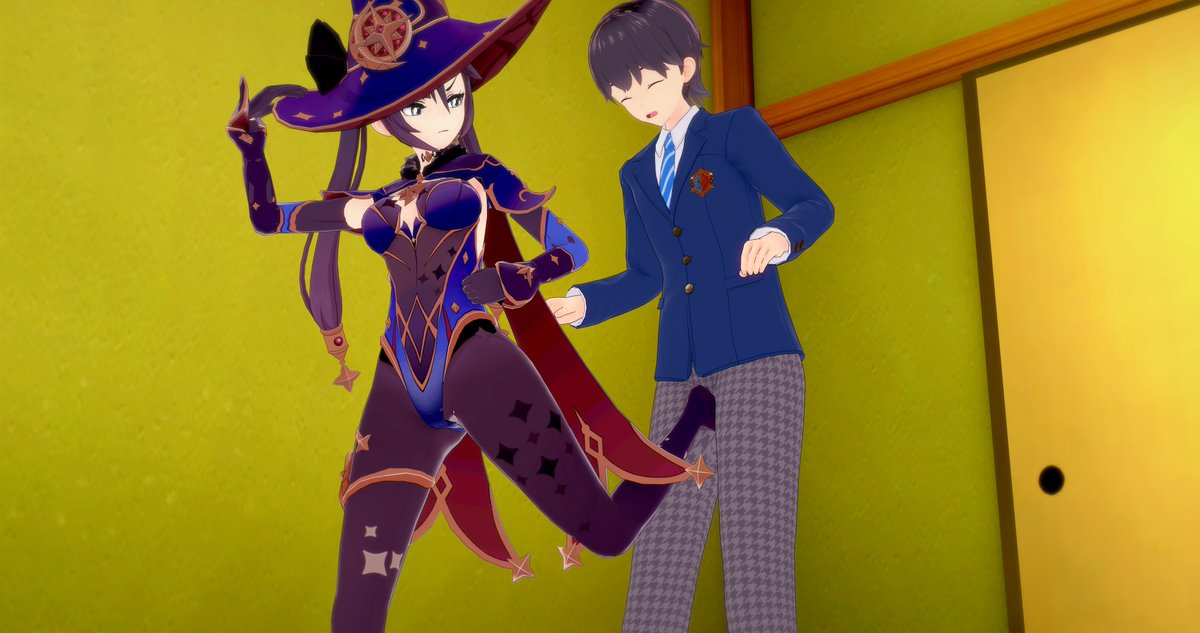 justaokay7's tweet photo. I felt like making something with Mona but couldn't decide what, so I ended up making two instead. #animeballbusting #ballbusting #koikatsu https://t.co/LglX0f62J7