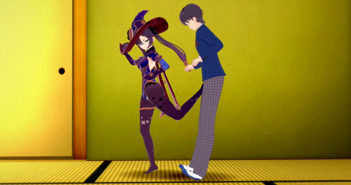 justaokay7's tweet photo. I felt like making something with Mona but couldn't decide what, so I ended up making two instead. #animeballbusting #ballbusting #koikatsu https://t.co/LglX0f62J7