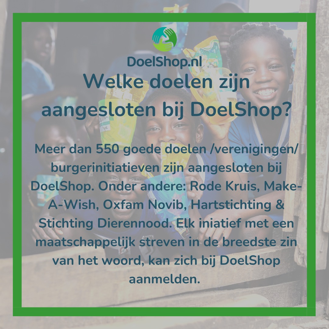 Wil je ook graag een doel aanmelden? Dat kan heel
eenvoudig via onze website. Alle goede doelen zijn te vinden op onze website. 

#doneren #donatie #gratis #crowdfunding #charity
#goeddoel #helpelkaar #shoppen #doelshop
#shopdonation #verenigingen #burgeriniatieven