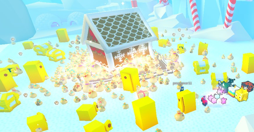 huTQ_'s tweet photo. When you AFK grind gingerbread chest for too long...#ROBLOX #petsimX #PetSimulatorX #Gingerbread #Chest #pets #lol #OMG #Twitter https://t.co/2yLQFokjQs