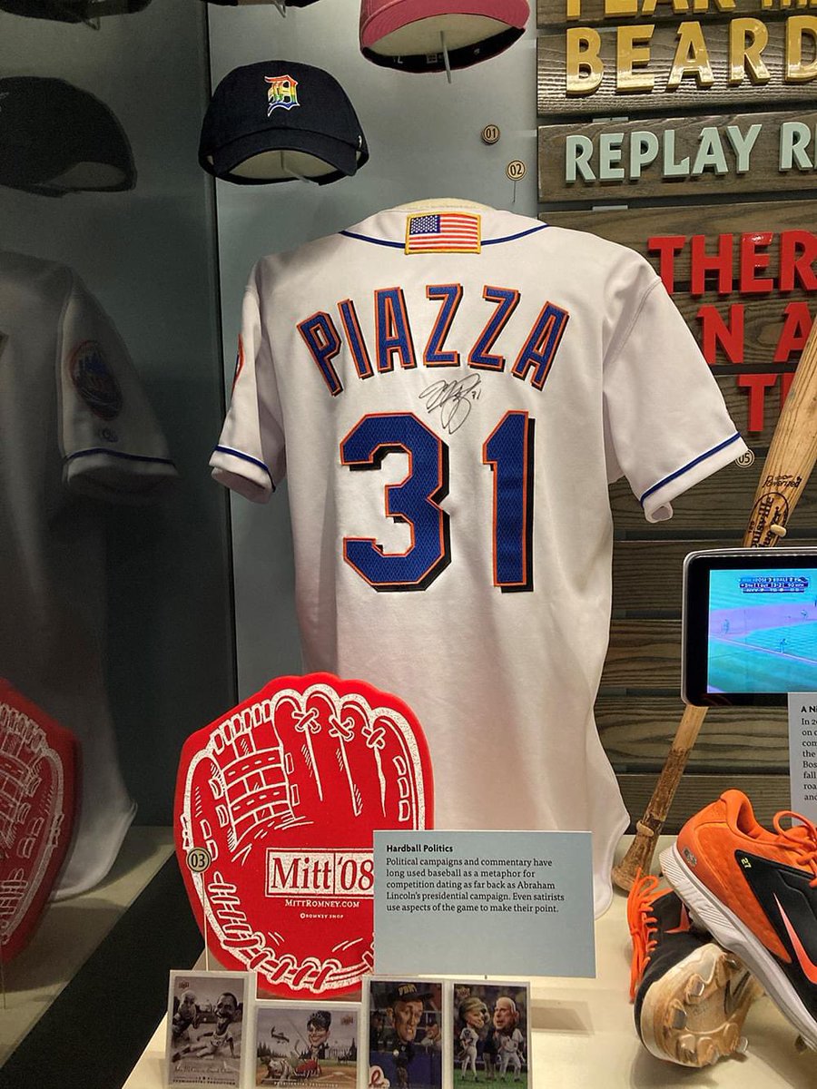 The jersey <a href="/mikepiazza31/">Mike Piazza</a> was wearing when he hit his incredibly emotional home run in the first home game after 9/11.   Beautiful jersey with the 9/11 flag on the back.  #piazza #nymets #mets #mikepiazza