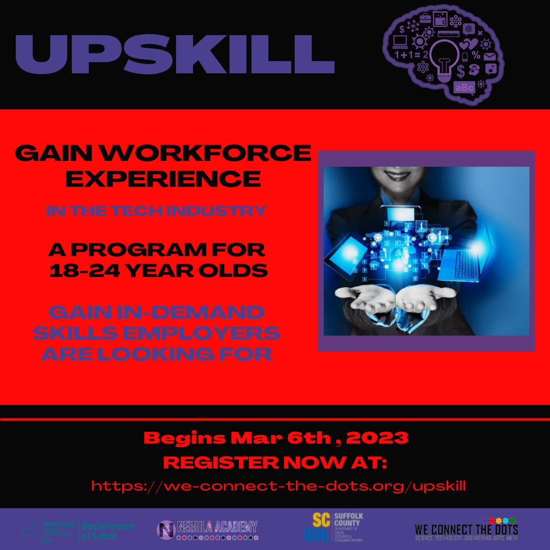 Our workforce training at Upskill will feature lessons on tech skills, business skills, and soft skills applicable to all working environments. Learn more here. we-connect-the-dots.org/upskill