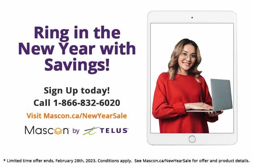 masconbytelus's tweet photo. Ring in the New Year with savings on TV! 

Save up to $10 per month for the first 3 months on Mascon TV packages AND we’ll waive the activation and installation fees!*

Call 1-866-832-6020 or visit https://t.co/cbhR0lOsfW for more details.
Conditions apply. Limited time offer. https://t.co/bAh0HBz8nV