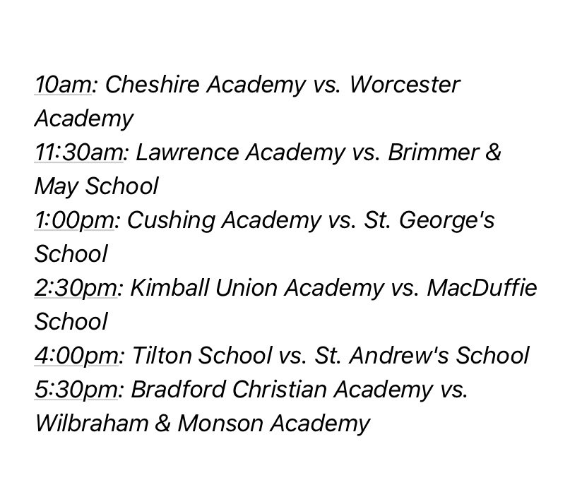 NEPSACAA (@nepsacaa) on Twitter photo Class AA coaches will be hosting the NEPSBBA Class AA Showcase at Worcester Academy on Sunday, 1/8
Spectators and college coaches are welcome to check out all the action throughout the day!
<a href="/JimMcCarthyCA/">Jimmy McCarthy</a> <a href="/lacademyhoops/">lacademyhoops</a> <a href="/NEBallAcademy/">Tom Nelson</a> <a href="/CushingBBball/">Boys' Basketball | Cushing Academy</a> <a href="/sgboyshoops/">St. George’s Boys Hoops</a> Class AA coaches will be hosting the NEPSBBA Class AA Showcase at Worcester Academy on Sunday, 1/8
Spectators and college coaches are welcome to check out all the action throughout the day!
<a href="/JimMcCarthyCA/">Jimmy McCarthy</a> <a href="/lacademyhoops/">lacademyhoops</a> <a href="/NEBallAcademy/">Tom Nelson</a> <a href="/CushingBBball/">Boys' Basketball | Cushing Academy</a> <a href="/sgboyshoops/">St. George’s Boys Hoops</a>