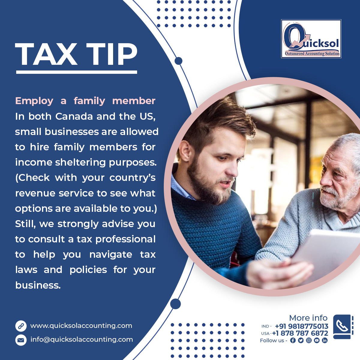 TAX TIP - Employ a family member

 #bookkeeper #onlinebookkeeping #lgbtowned #minorityowned #bookkeeping #accountant #accounting #smallbusiness #bookkeepingservices #entrepreneurship #taxseason #business #smallbusinessowner #taxes #finance #payroll #tax #accountingservices