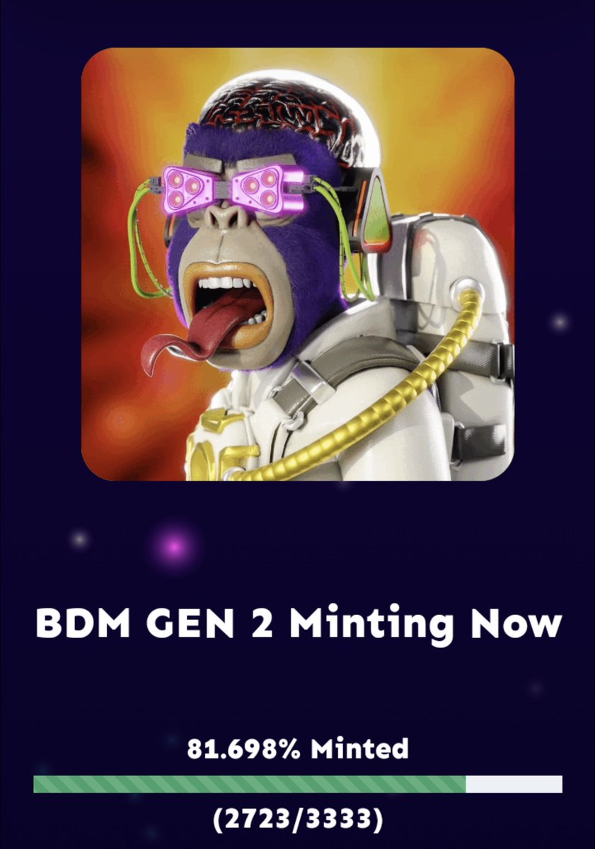 🛸BDM Gen 2 passed 80% Minted! 🛸 🍬 $Candy farm active and rewards coming soon! 🍬 🎉Buy 2 - Get 1 FREE airdrop promo on until Jan 6th! 🎉 🔥 Gen 2 remaining supply to be burnt on Jan 31st. 🔥 Minting on: crorare.com/launchpad/bdm-…