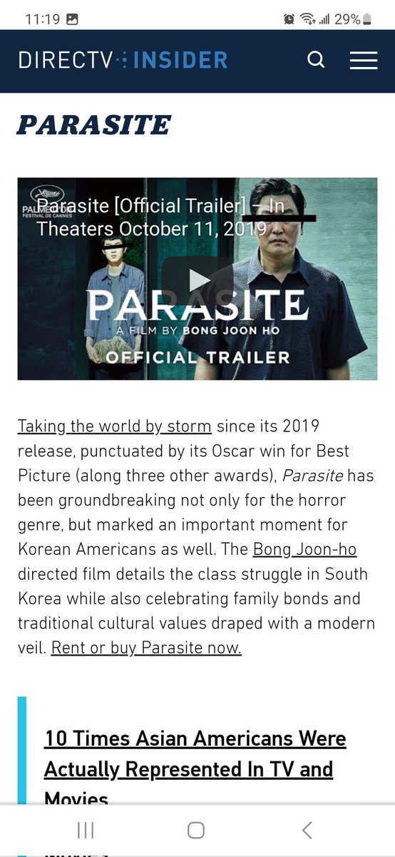 Hey <a href="/directv/">DIRECTV</a>, lumping Parasite, made by a Korean filmmaker, with a Korean cast and a story set in South Korea, onto a list of films that "celebrate Asian American and Pacific Islander heritage," does not help distinguish the categories as they should be considered.