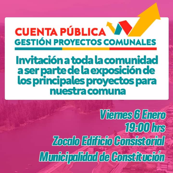 OleajesCONTY's tweet photo. La Ilustre @IMCONSTITUCION tiene el agrado de invitar a toda la comunidad, a ser parte de la exposición de los principales proyectos de nuestra comuna.

Este Viernes 06,  19:00 horas, en el Zócalo de la Municipalidad de Constitución.

#radiodifusion 
#cuentapública 
#comunidad https://t.co/mJbIFQPvUw
