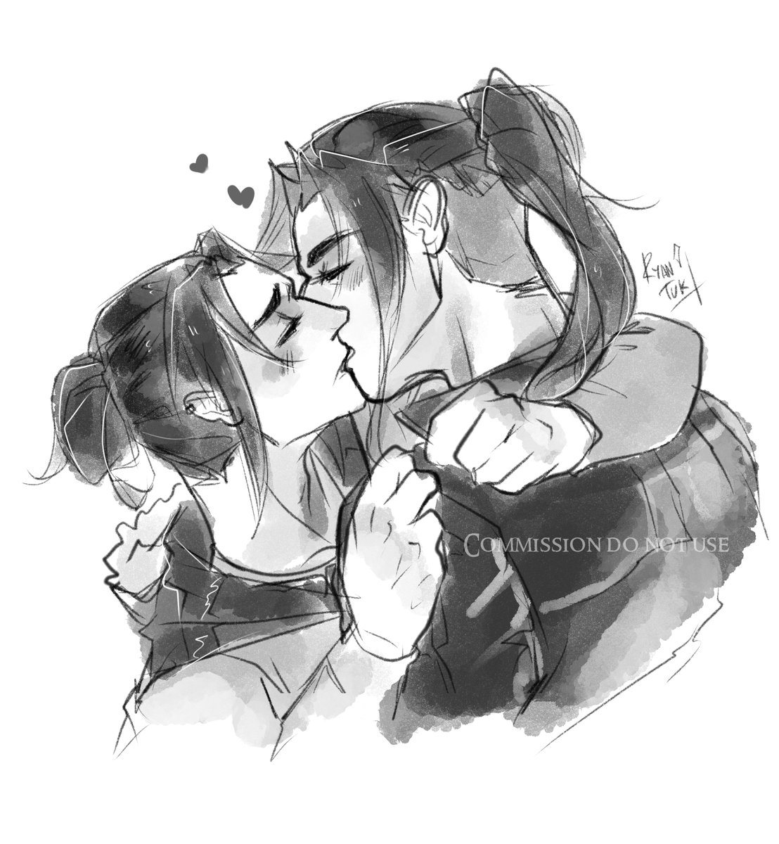 PenguinTuk's tweet photo. AU MingCheng Commission I did, and made them kiss 👁️👁️💜💚 https://t.co/n7iXLhSwR1