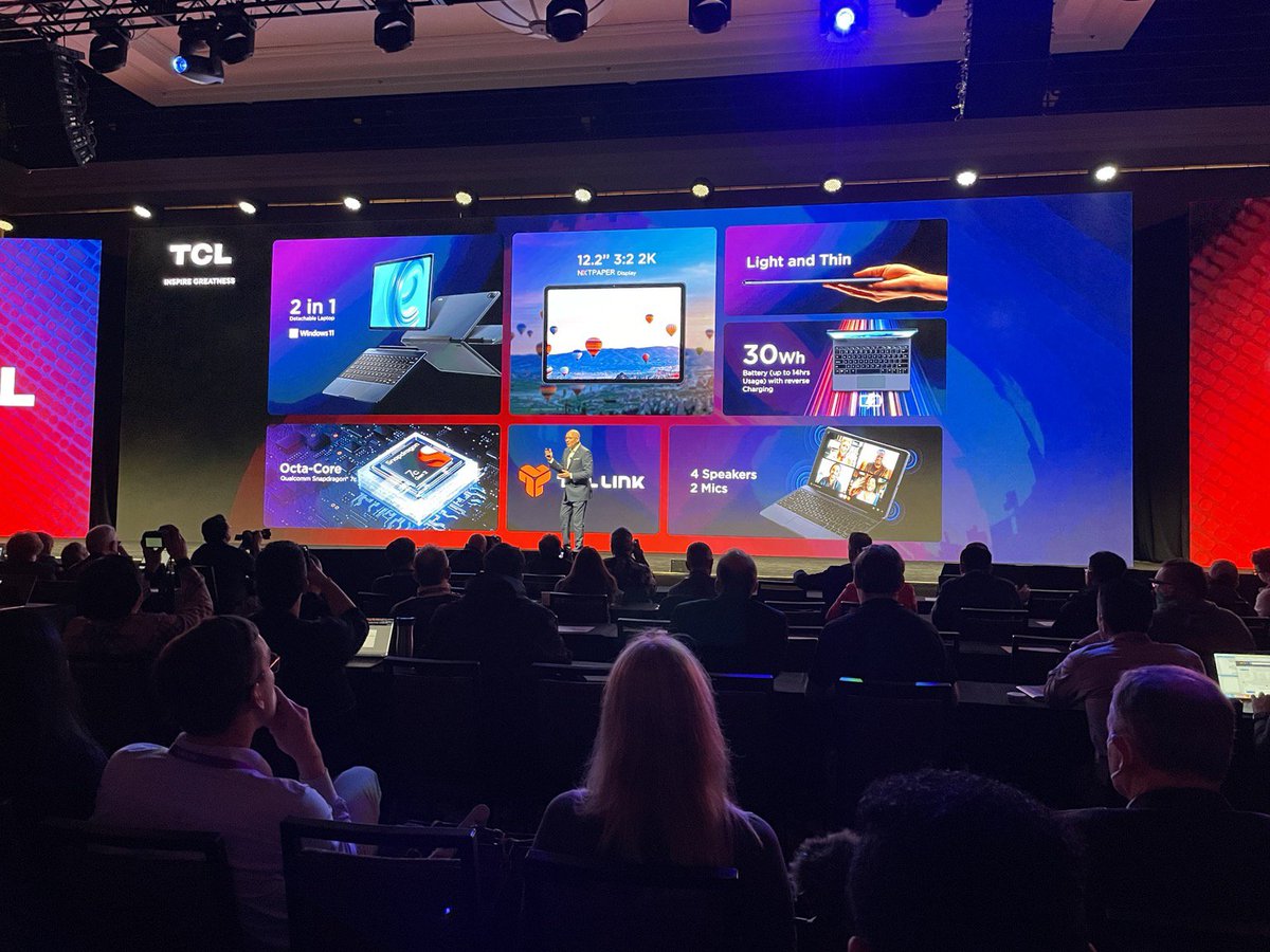 Stefan Streit at #TCL announcing NXTPAPER 12 Pro and Book X12 Pro using high resolution, paper-like displays for new mobile productivity needs. Lots to digest here #ces2023
