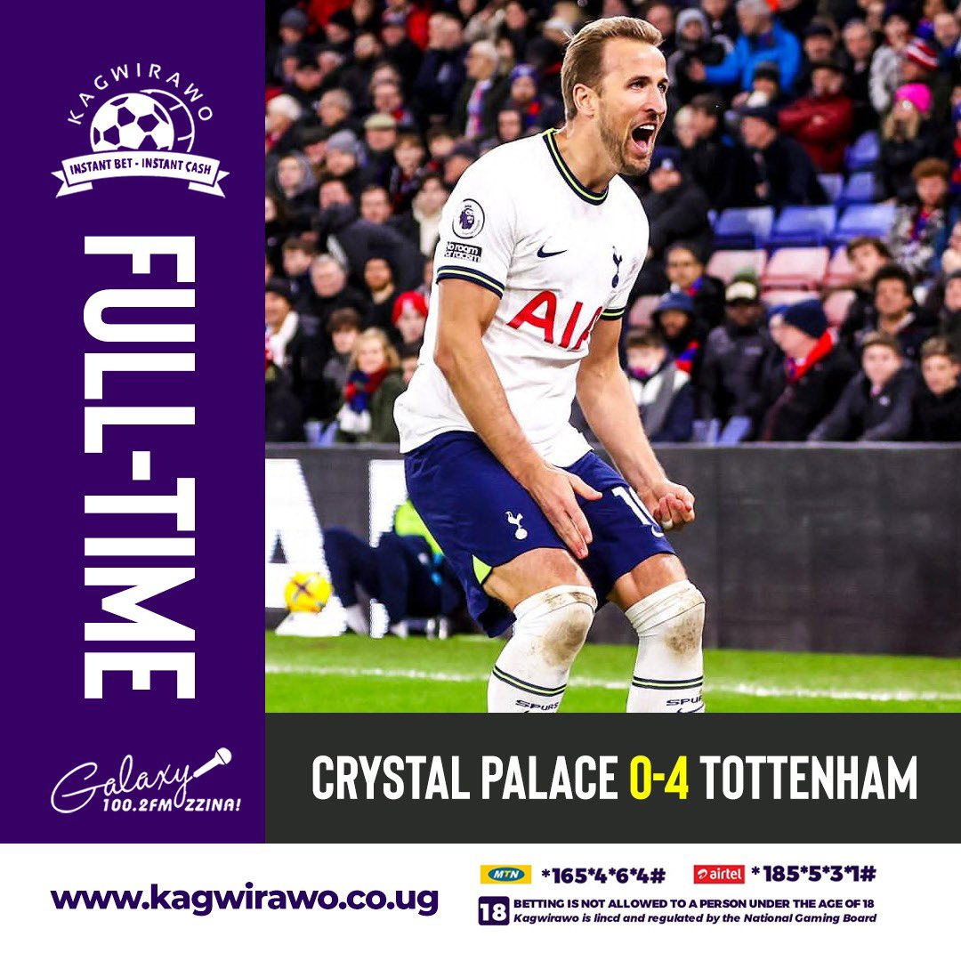 Spurs hit 4 past Palace 

#KagwirawoUpdates | #CRYTOT