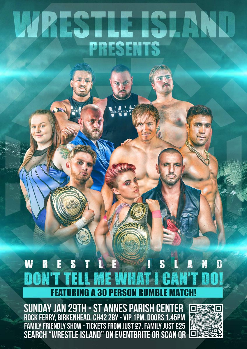 📅 Jan 29th 
🏯 St. Anne's Parish Centre
🕕 2pm
🏝️ Wrestle Island :Don't tell me what I can't do!
🎟️ eventbrite.com/e/wrestle-isla…

4,8,15,16,23,42 

The Numbers that will be so important on 29th Jan 🔥

30 Person Island rumble 
3 Championship matches 

Lots more 🔜

#Wehavetogoback