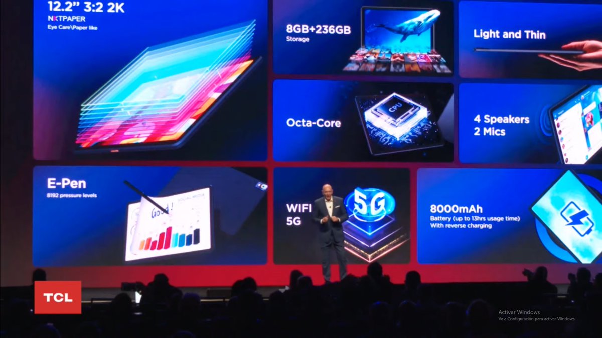 TopoClandestino's tweet photo. #NXTPAPER Pro 12 Tablet Specs. 12.2" 3:2 2K display, 8GB + 236GB storage, Octa-Core CPU, 4 speakers and 2 microphones WiFi 5G and an 8000mAh offering up to 13hs of battery life #TCLCES #TCLCES2023 #InspireGreatness #TCL #CES #CES2023 https://t.co/9waE9j8Mw4