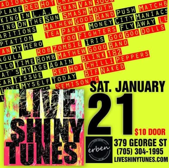 9pm - Jan 21st, #liveshinytunes will be at <a href="/Erbenptbo/">Erben</a> 
$10 door at a great venue