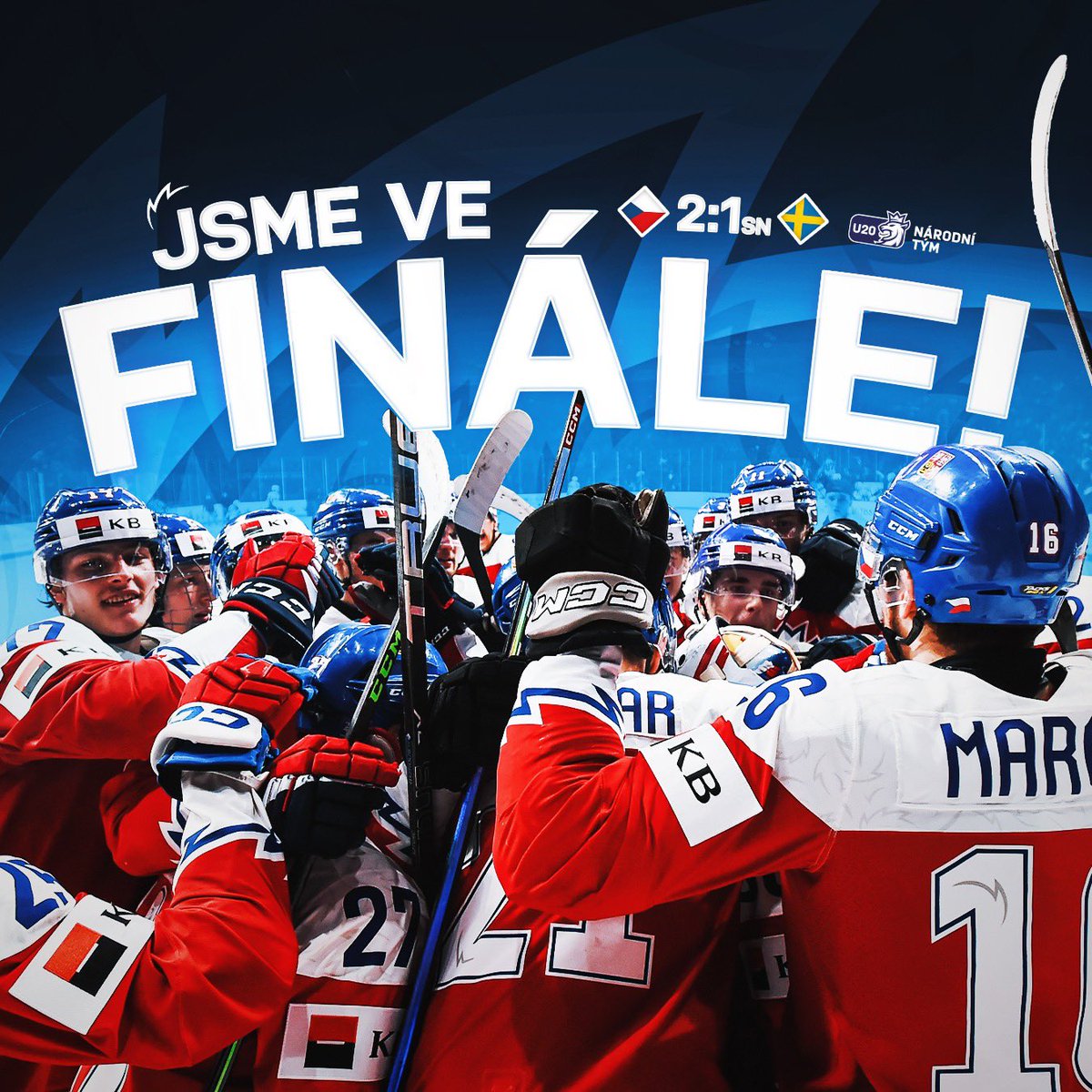 VÍTEJ FINÁLE! 🤩 Po 22 letech si zahrajeme na MSJ o zlato! ❤️🇨🇿
#U20CZE #WorldJuniors