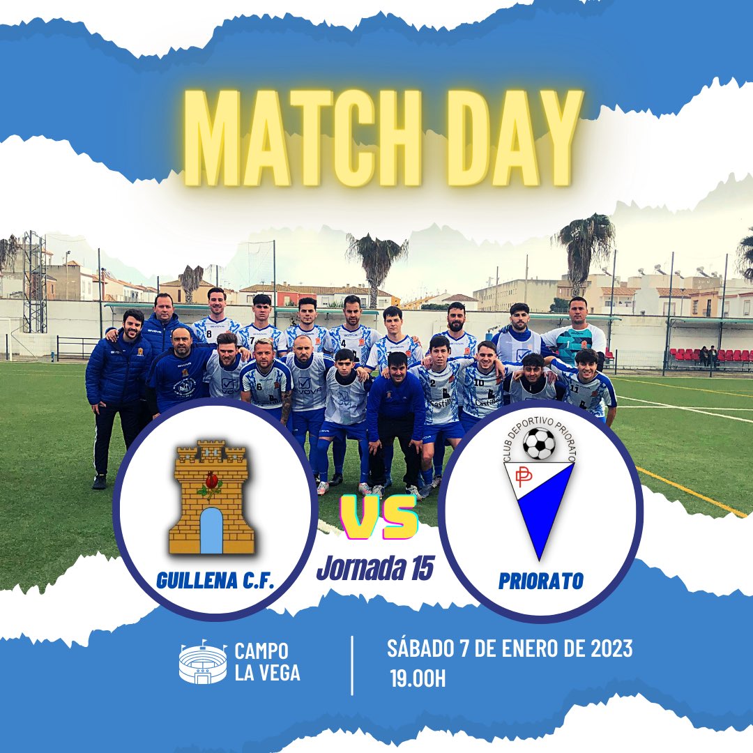 GuillenaCF1969's tweet photo. 𝗝𝗼𝗿𝗻𝗮𝗱𝗮 1️⃣5️⃣
⚪️🔵 𝗚𝘂𝗶𝗹𝗹𝗲𝗻𝗮 𝗖𝗙 🔵⚪️ 𝘃𝘀 @CeDePriorato 
.
🗓️ 𝟳 𝗱𝗲 𝗘𝗻𝗲𝗿𝗼 𝟮𝟬𝟮𝟯
🕖 𝟭𝟵.𝟬𝟬 𝗵
📍 𝗖𝗮𝗺𝗽𝗼 𝗟𝗮 𝗩𝗲𝗴𝗮

*Partido a puerta cerrada https://t.co/Zs3oRqU4lQ