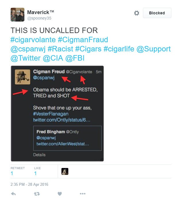 spooney35's tweet photo. @BeckyLeeBrenne1 @Kybelle195739 @CigmanF @EnragedApostate @BreitbartNews @cspanwj @ssholes Kybelle and #CigmanFraud are KNOWN RACIST .... They show up in unwanted timelines to let Black folks know how they feel. https://t.co/YvSosEhdM8